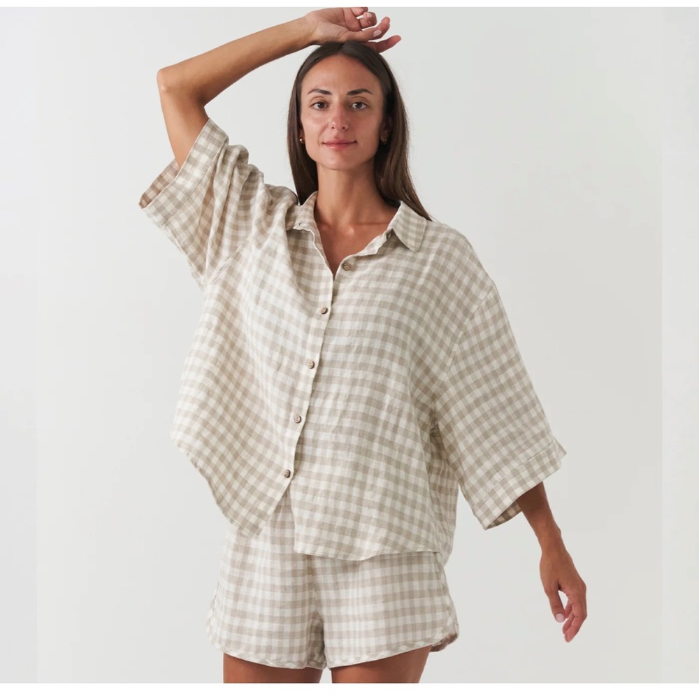 SOLD ilovelinen french flax gingham Ruby set size s/m